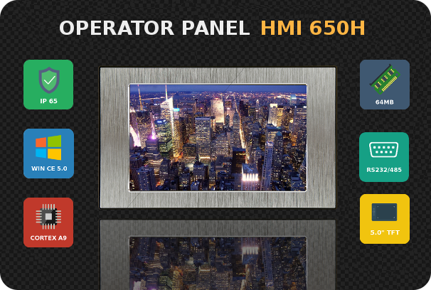 Control panel HMI operator panel Windows CE Modbus